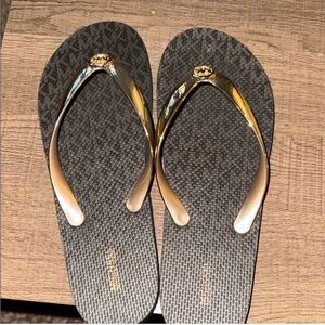 Michael Kors Black and Gold Sandals